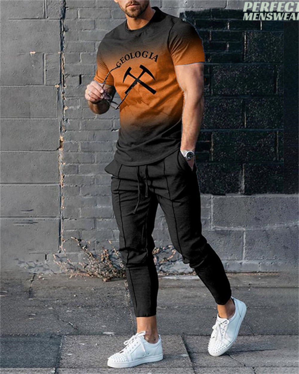 Men's Tracksuits Men Set Tracksuit For Man Oversized Clothes Summer Streetwear Printed T Shirt Shorts O-Neck Sportswear T-Shirts Fashion Suit 230