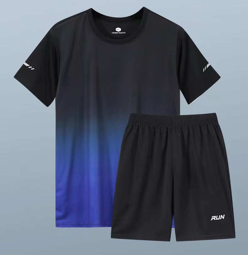 Men's Tracksuits Men Short Sleeved T-shirt Shorts Sets Mens Fashion Gradient Sportswear Men's Summer Quick Dry Sets Outdoor Sports Male Trac