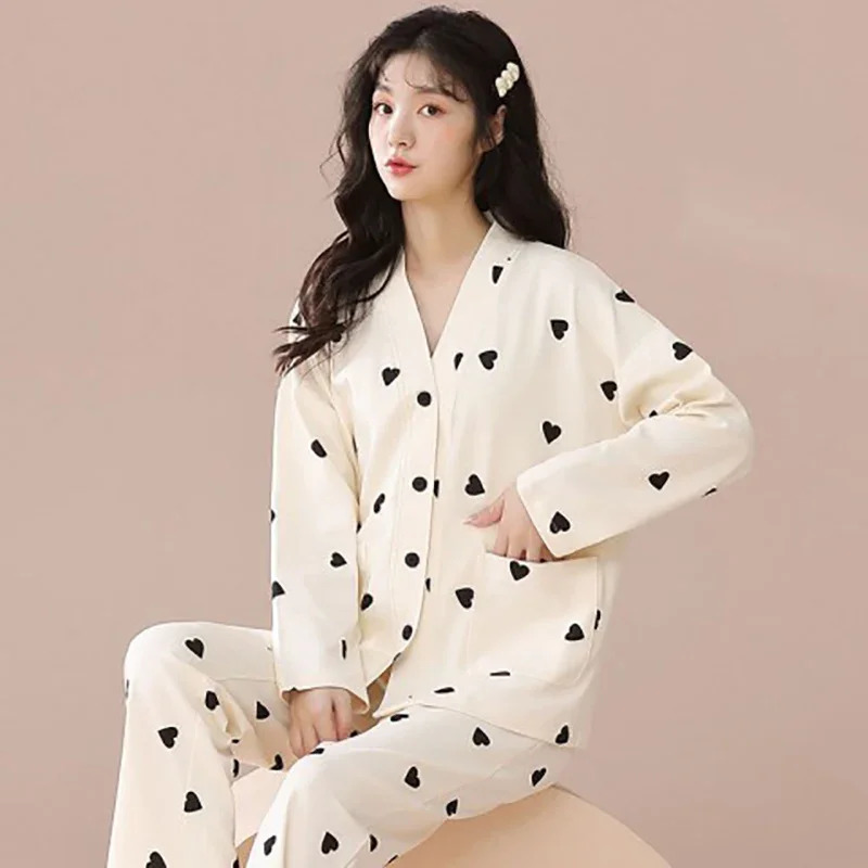Womens Sleepwear Cute Pajama Woman Winter Autumn Lady Long Sleeve Tops Pants 2 Piece Pyjamas Solid Lingeries Sets for Women Nightwear 231122