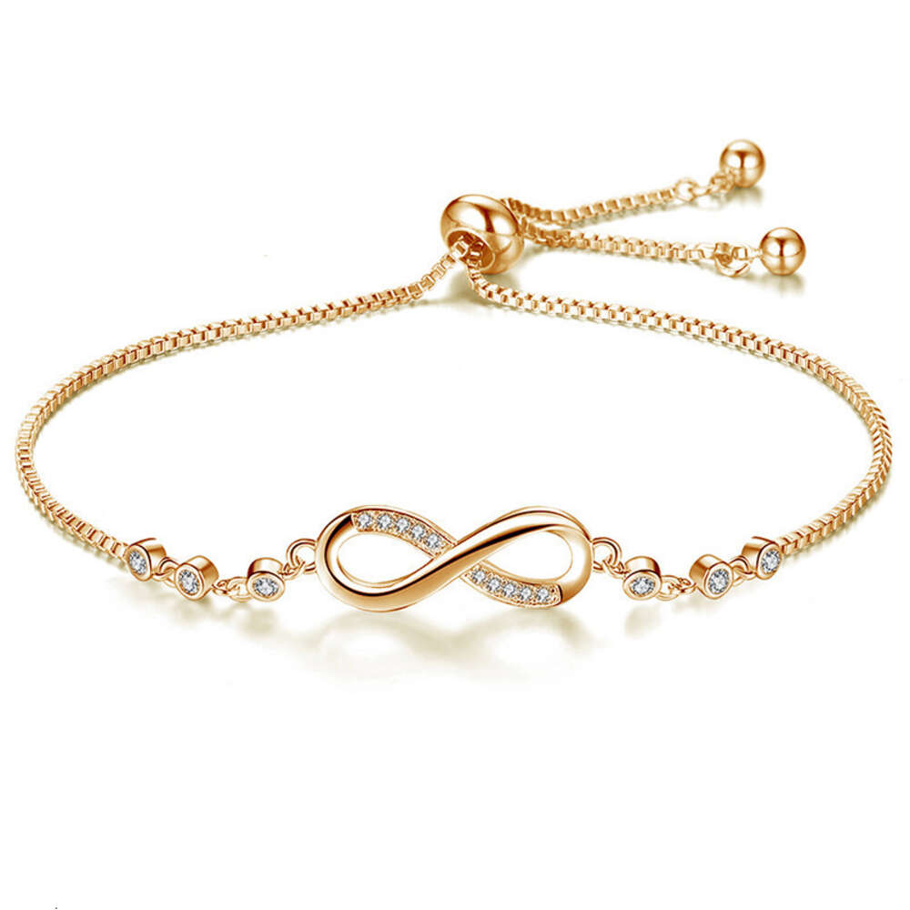 European and American Hotsale CZ Crystal Infinity Bracelet Sier Adjustable Tennis Chain Eight Shaped Bracelets