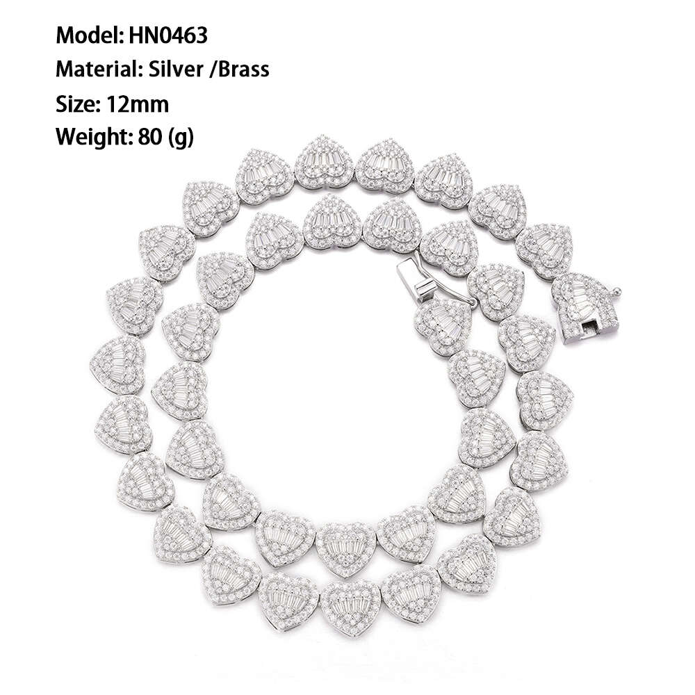 High-end custom-designed necklace with chilled morganite jewelry - 13mm heart-shaped tennis necklace, a perfect gift for a lady's heart.