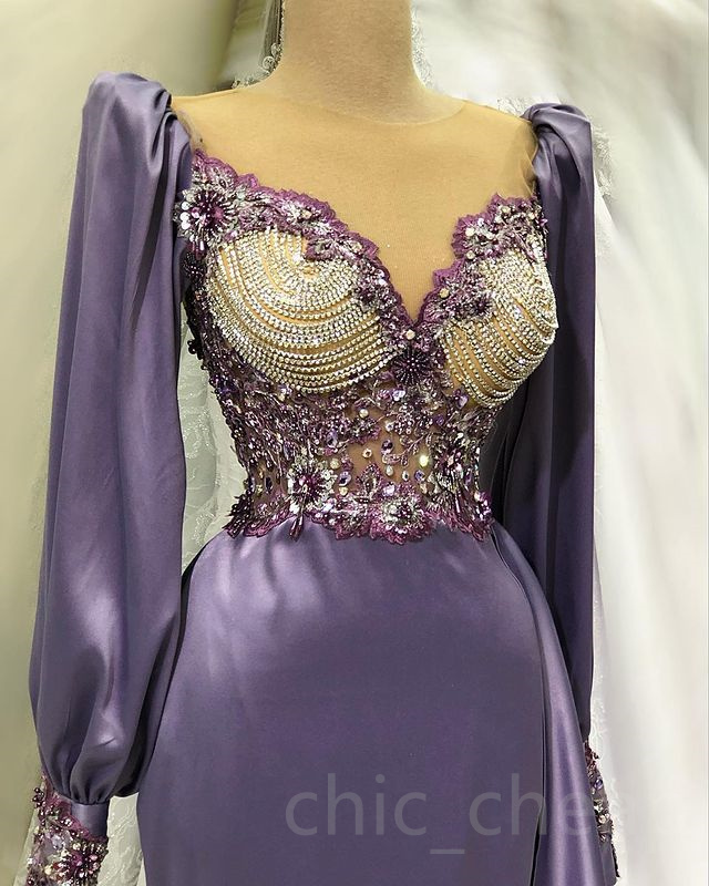 April Aso Ebi Mermaid Crystals Prom Dress Lace Beaded Satin Evening Formal Party Second Reception Birthday Engagement Gowns Dresses Robe De Soiree ZJ 