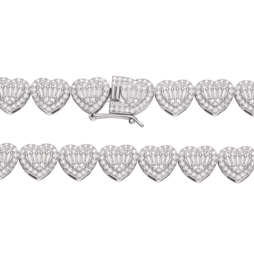 High-end custom-designed necklace with chilled morganite jewelry - 13mm heart-shaped tennis necklace, a perfect gift for a lady's heart.