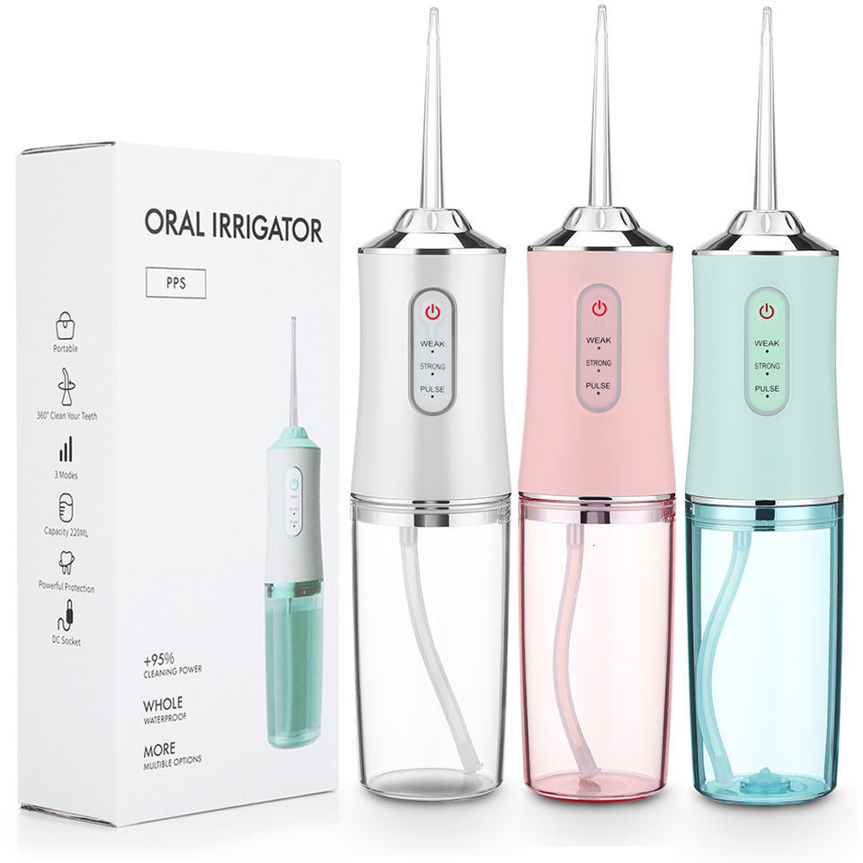 Other Oral Hygiene Portable Dental Water Flosser Irrigator USB Rechargeable Floss Jet Tooth Pick 4 Tips 220ml Mouth washing machine 230421