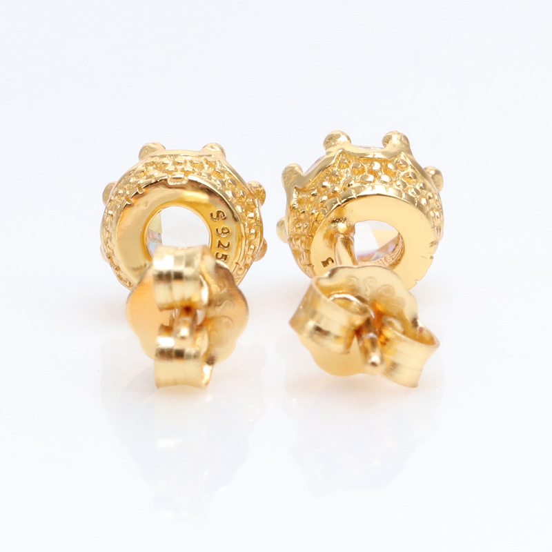 Women's Luxury Crystal Zirconia Earrings - Rose & Yellow Gold Plated Wedding Stud for Bridal Occasions