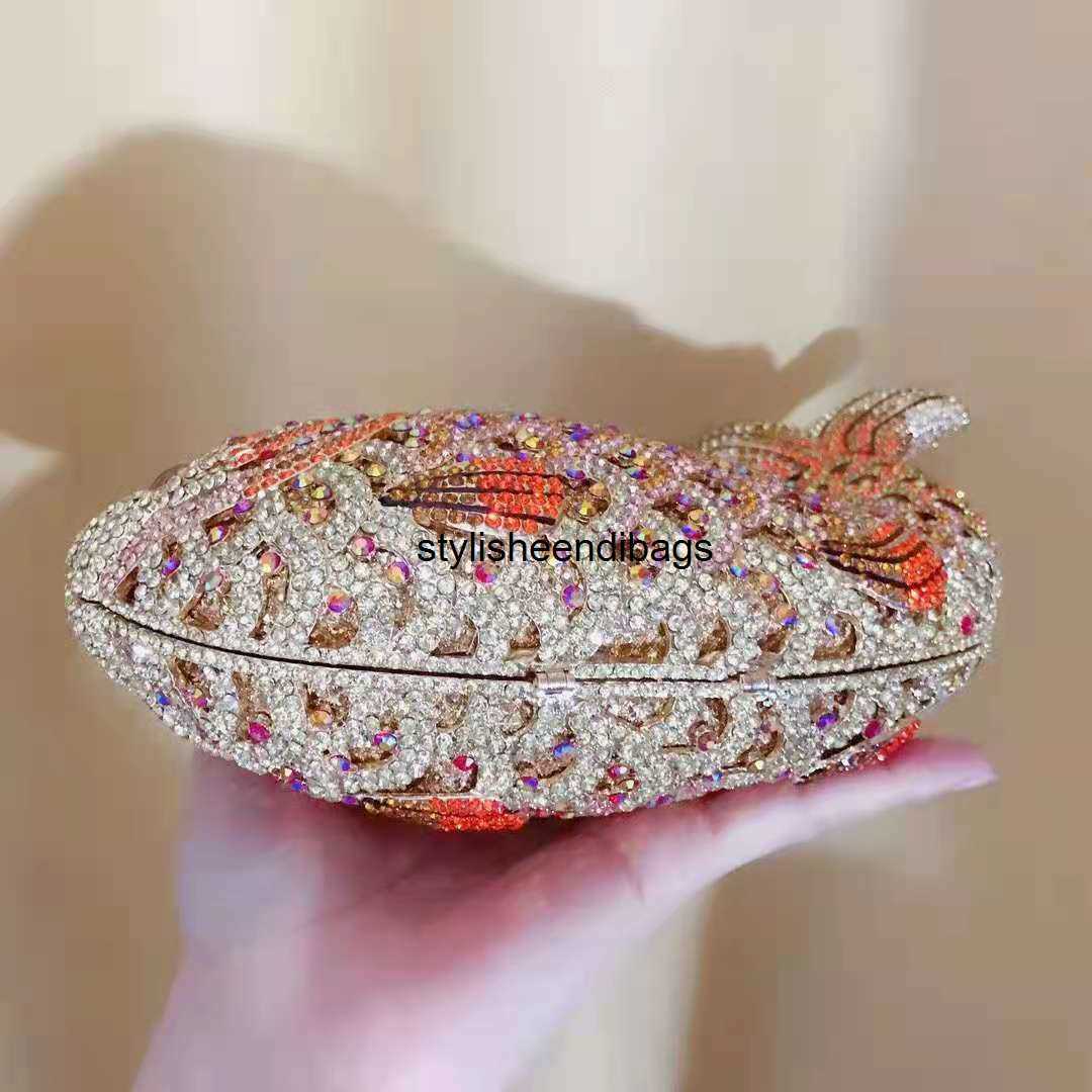 stylisheendibagsShoulder Bags XIYUAN Fish Shape Women rhinestones Purse Evening Bags Diamond Metal Clutches Bags Wedding Party Minaudiere Purses and H