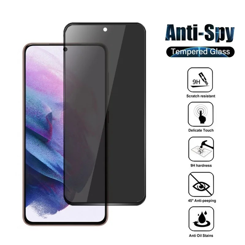Privacy 9D Full Cover Anti Spy Tempered Glass Screen Protector For Samsung S21 FE S22 S23 Plus S24 Ultra