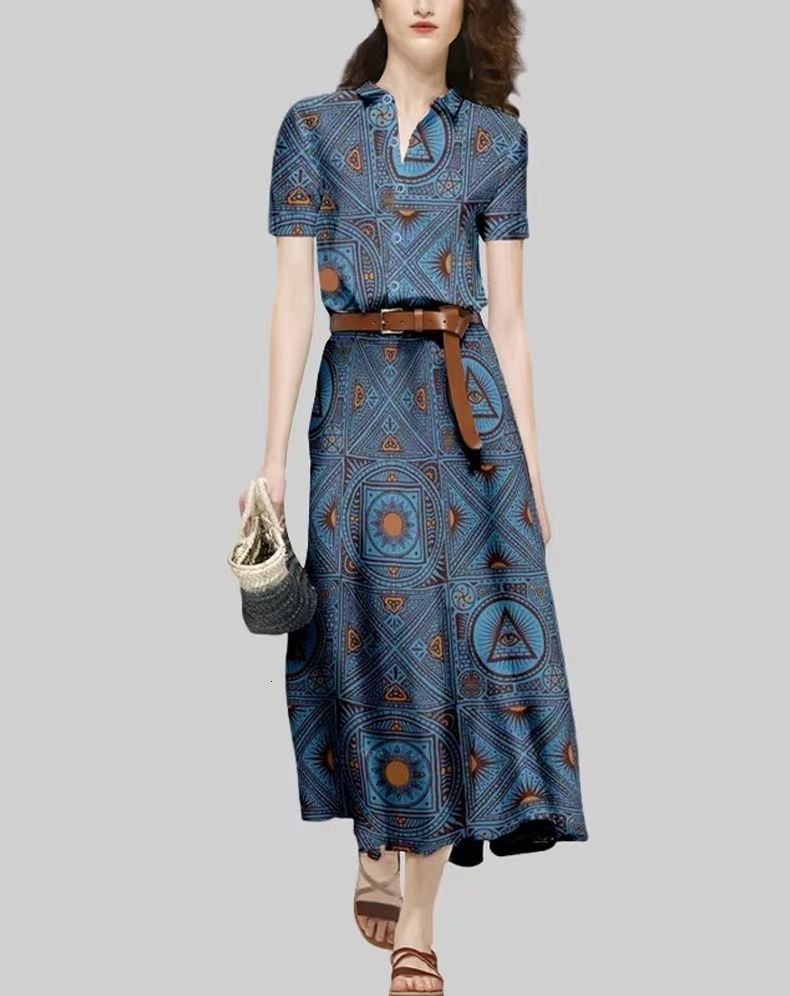 Two Piece Dress EVNISI Summer Women Two Piece Outfit Print Chiffon Short Sleeve Blouse Sashe Skirt Set Woman Casual 2 Piece Sets Suit 230422