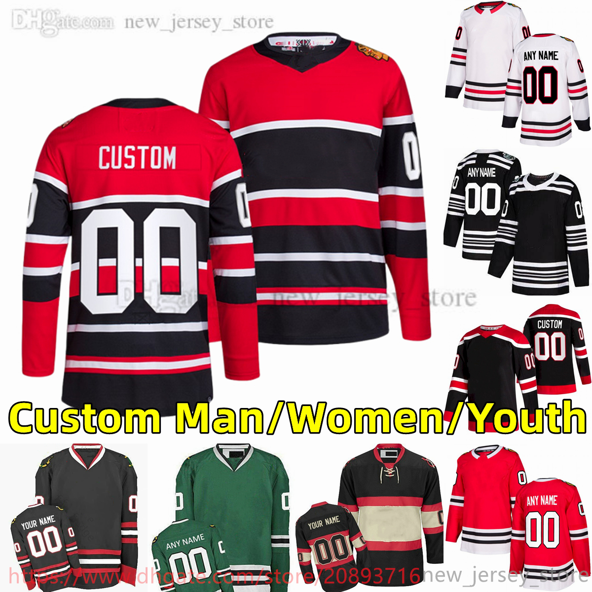 custom S-6XL Movie College Hockey Wears Jersey Embroidery 88 PatrickKane 19 JonathanToews 90 TylerJohnson 4 SethJones 13 MaxDomi 7 ChrisChelios Jerseys