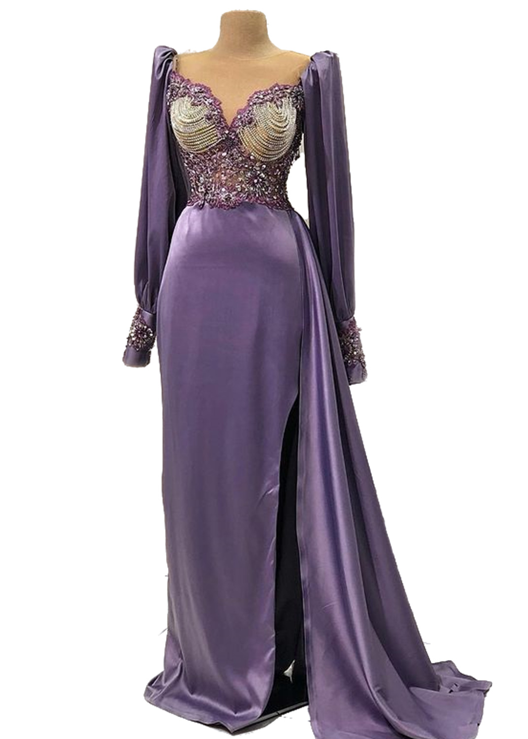 April Aso Ebi Mermaid Crystals Prom Dress Lace Beaded Satin Evening Formal Party Second Reception Birthday Engagement Gowns Dresses Robe De Soiree ZJ 