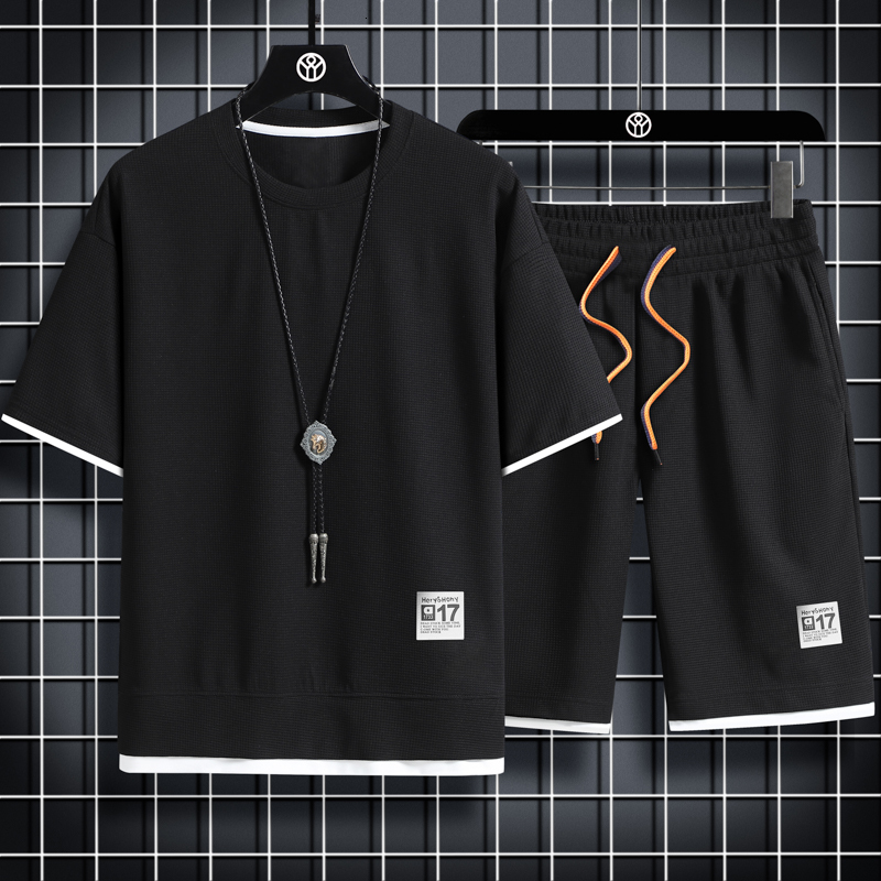 Men's Tracksuits Summer Mens Set Linen Fabric Solid Color T-Shirt and Shorts Two Piece Set Men Sports Suit Fashion Breathable Tracksuit 230422