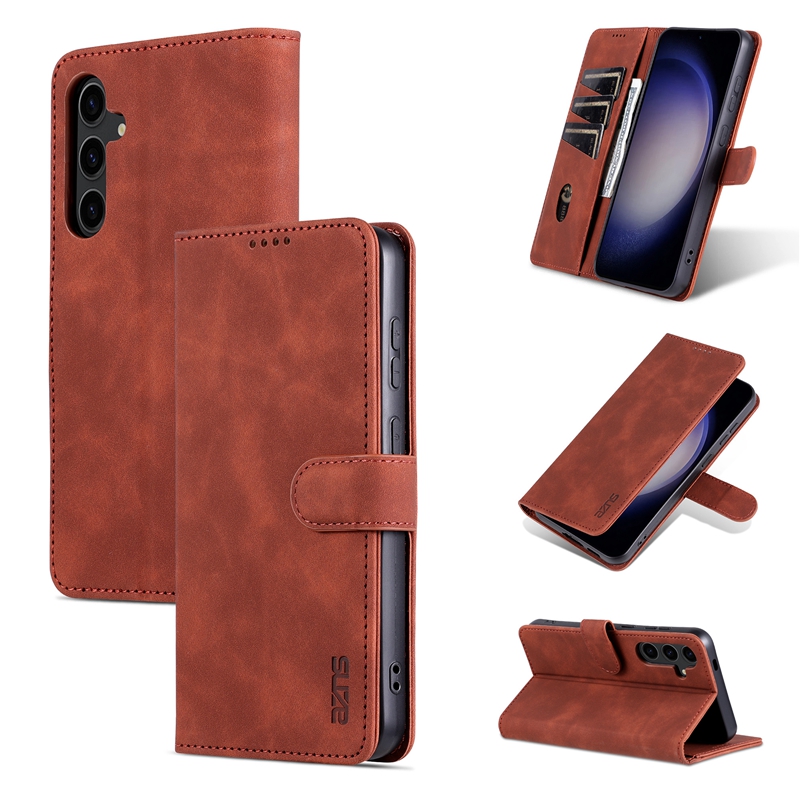 Business PU Leather Wallet Cases For Samsung S25 A56 A36 A26 A16 A06 S24 Plus S23 FE S22 Ultra A05 A05S A15 A54 A25 Plain Credit Card Slot Holder Magn