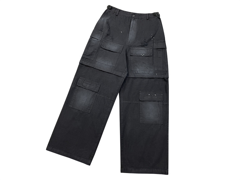 Original bale Washed Loose Dirty Jeans Washed Pocket Cotton Detachable Loose Casual High Street Casual Jeans Loose Men Hiphop Jeans