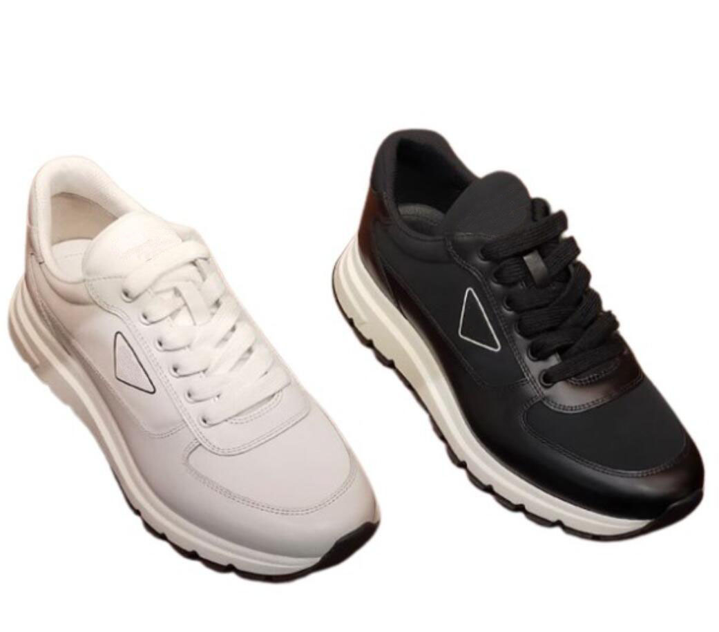Men casual sneaker shoes Brushed sneaker downtown plaine leather calf leather low top outdoor trainers lace up black white factory sale size 38-45Box