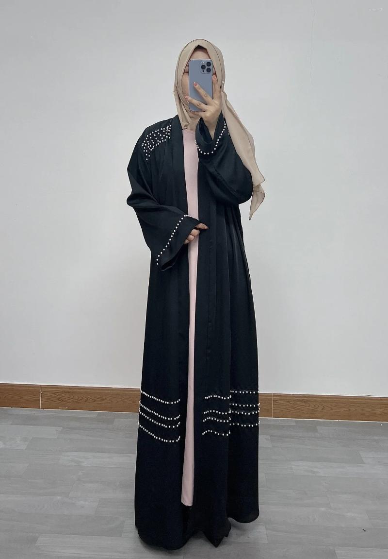 Ethnic Clothing Women Eid Muslim Black Abaya Ramadan Morocco Dubai Beading Abayas Kaftan Vestidos Arab Modest Long Robe Loose