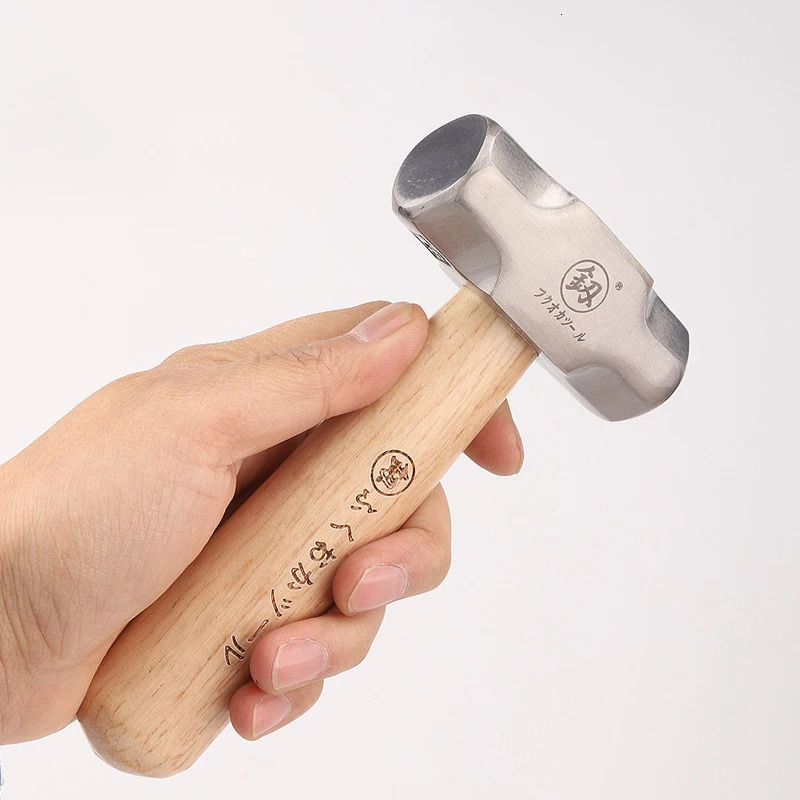 Hammer Mini Hammer FO-6028B Polished Solid Wood Short Handle Octagonal Hammer 1LB High Carbon Steel Small Hammer Manual Hardware Tool 231123