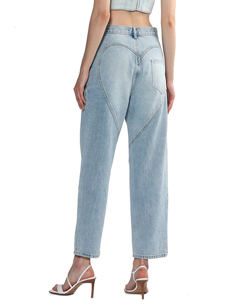 Women's Jeans LGRQ Flares For Women Fashion High Waist Patchwork Button Hollow Out Wide Leg Pants Female 2023 Summer 230422