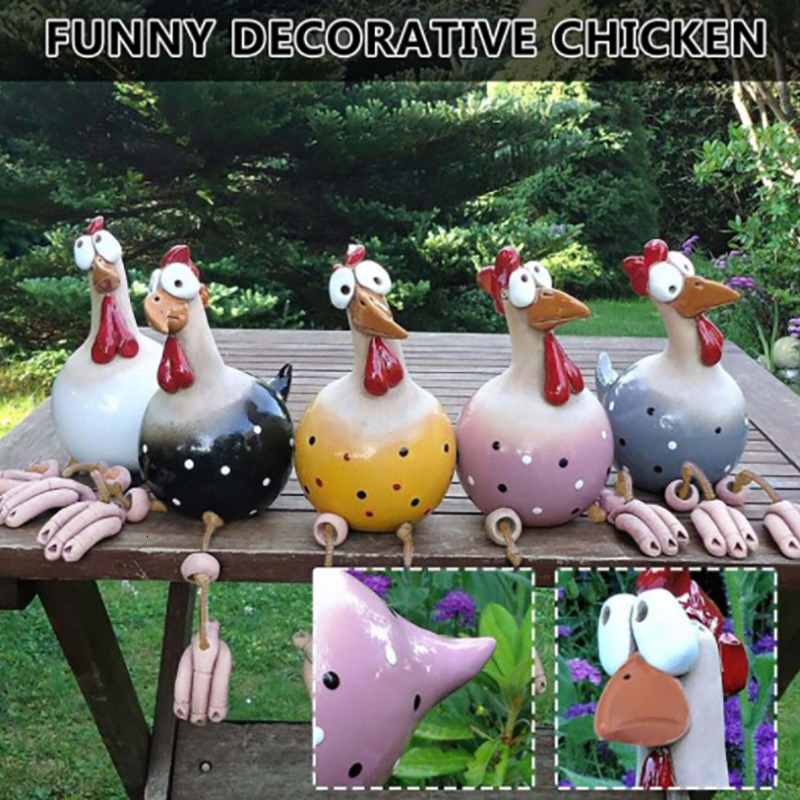 Garden Decorations Funny Chicken Fence Decor Resin Statues Home Farm Yard Hen Sculpture Art Craft 230422 - view 5