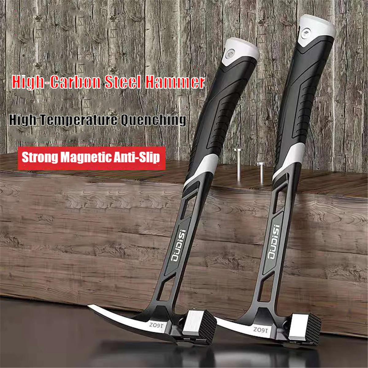 Hammer Hand Tools Automatic Nail Suction Hammer Anti-skid Anti-vibration Steel Hammer Multi-functional Outdoor Magnetic Claw Hammer 231123