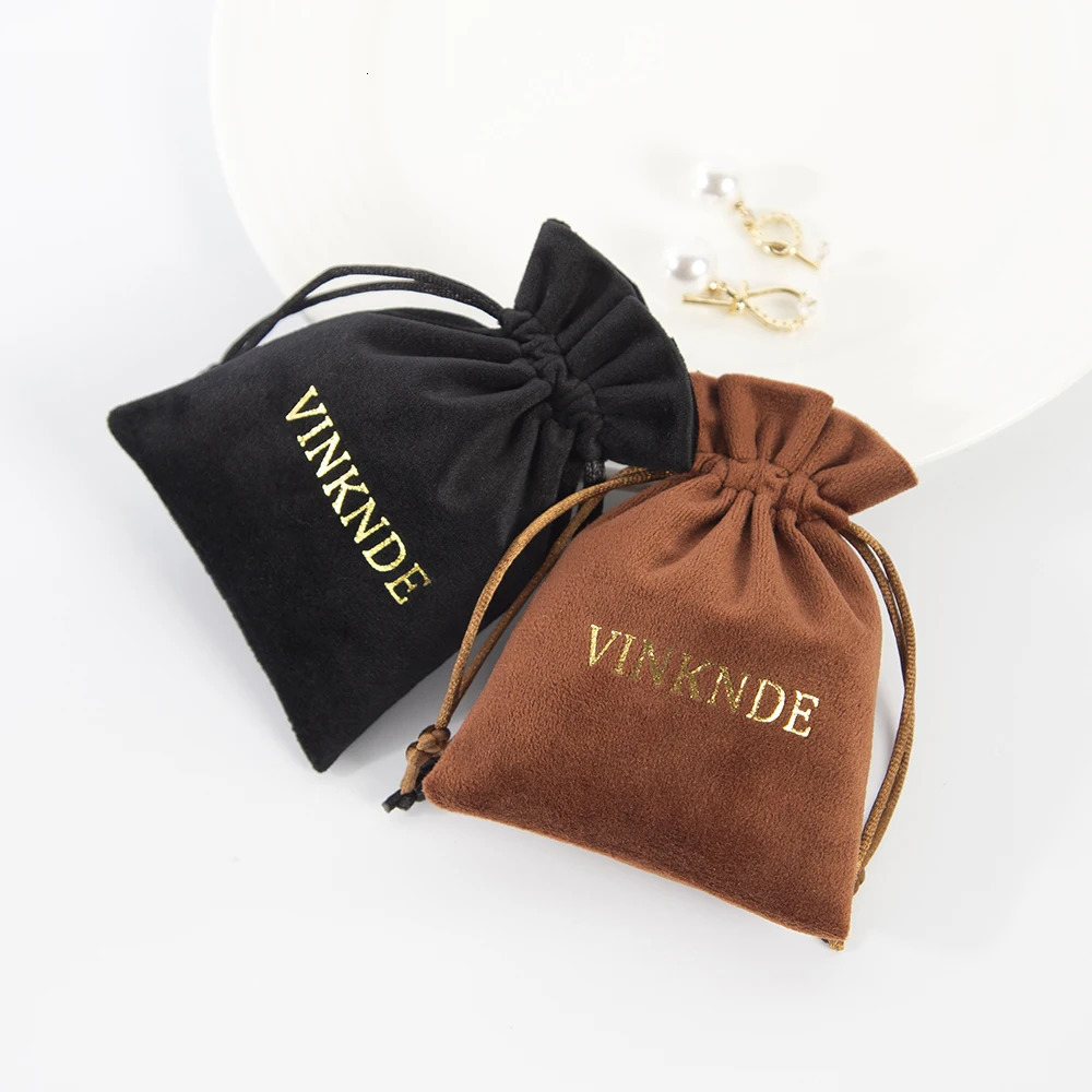Pendant Necklaces 100pcs Custom Velvet Jewelry Organizer Gift Small Bag Touching Plush Drawstring Packaging Storage Pouch Wedding Favors 231123