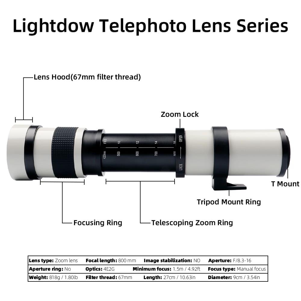 Super Telephoto Lens 420-800mm f/8.3-16 Manual Zoom Lens for Canon Sony Pentax FUji Olympus Nikon D3400 D5500 D750 D810 D3300 D5300 D610 D7100 D5200 S