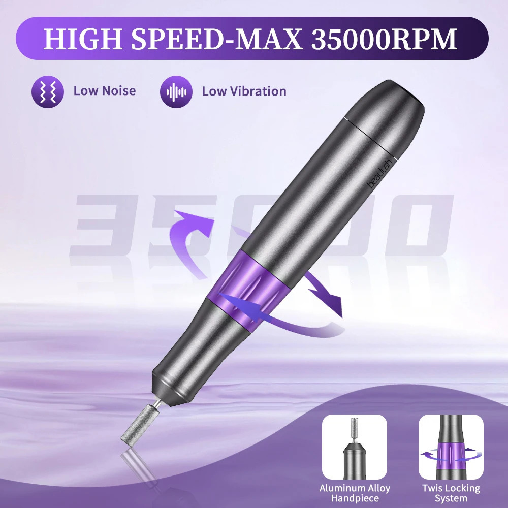Nail Manicure Set Beaulush 35000RPM Nail Drill Machine Rechargeable Electric Nail Sander For Gel Removing Professional Manicure Machine Equipment 2311