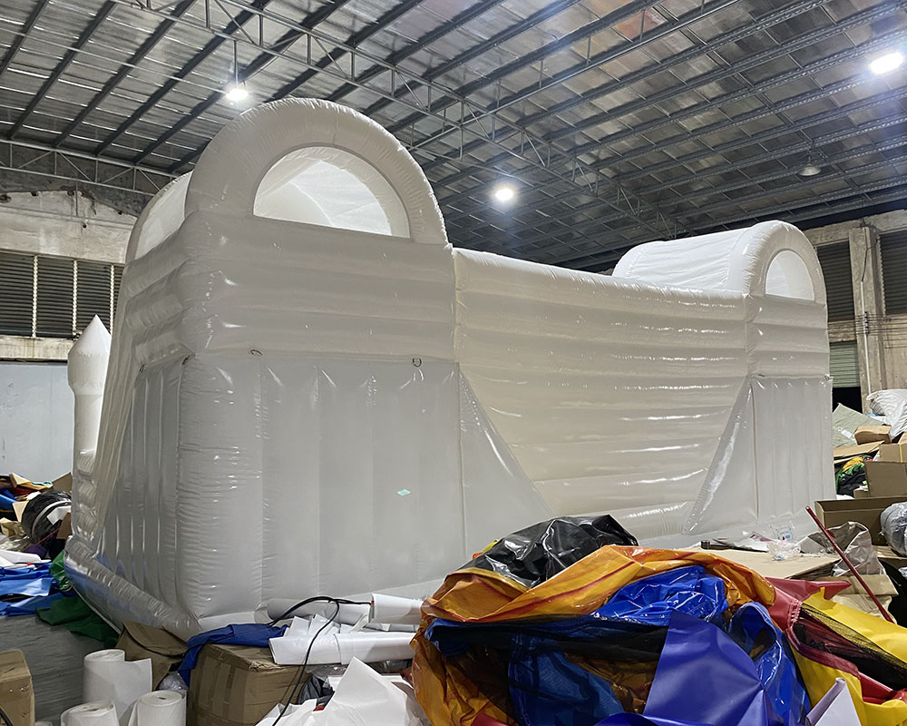 Super large commercial Bounce House Inflatable White Double slides Bouncy with slide Bouncy Castle Air Bouncer Combo For Kids Adults included blower f