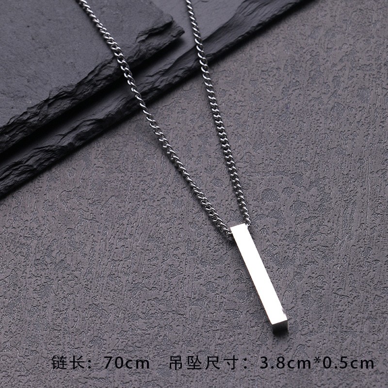 5pcs Lot Bar Charms Hypoallergenic Stainless Steel Pendants Charms Necklace Smooth Metal DIY Jewelry Findings Making 5*38mm With Chain 2mm 28inch