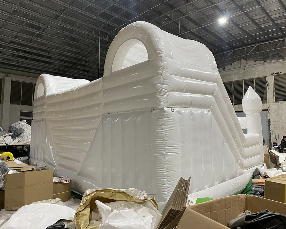 Super large commercial Bounce House Inflatable White Double slides Bouncy with slide Bouncy Castle Air Bouncer Combo For Kids Adults included blower f