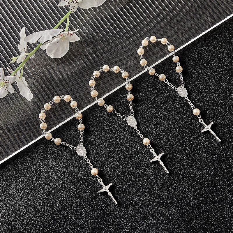 Beaded 30Pcs Baptism Rosary Beads Finger Rosaries Faux Pearls Favors Christening Communion 230422