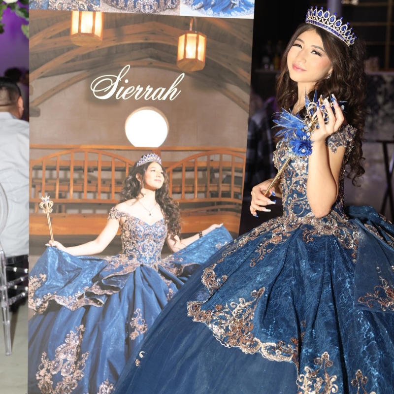 2025 Princess Navy Blue Off Shoulder Quinceanera Dresses Appliques Lace Beads Party Sweet 16 Ball Gown Vestidos De 15 Anos