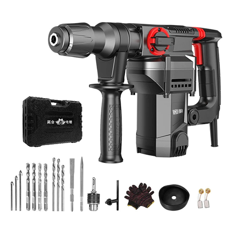 Electric Hammer 2400W Multifunction Rotary Electric Hammer Perforator Electric Pick Drill 220V Heavy-Duty Concrete Electric Hammer Drill Machine 23112
