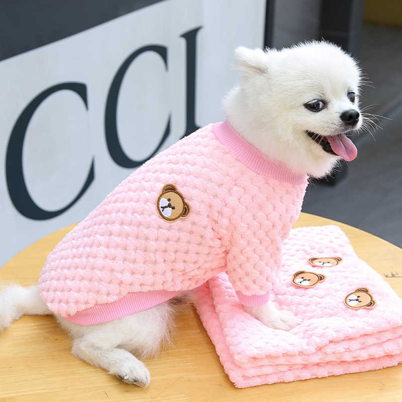 New Bear Embroidery Pet Dog Vest Winter Warm Dog Clothes for Small Dogs Plush Puppy Cat Coat Yorkies Chihuahua Shih Tzu Pug Outfits