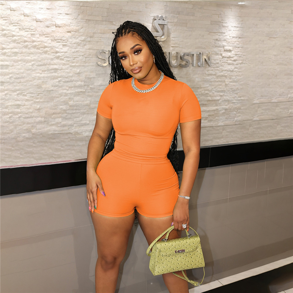 NEW Designer Summer Tracksuits Two Piece Sets Women Outfits Short Sleeve T-shirt and Shorts Matching Sets Casual Solid Sports suits Bulk Item Wholesal