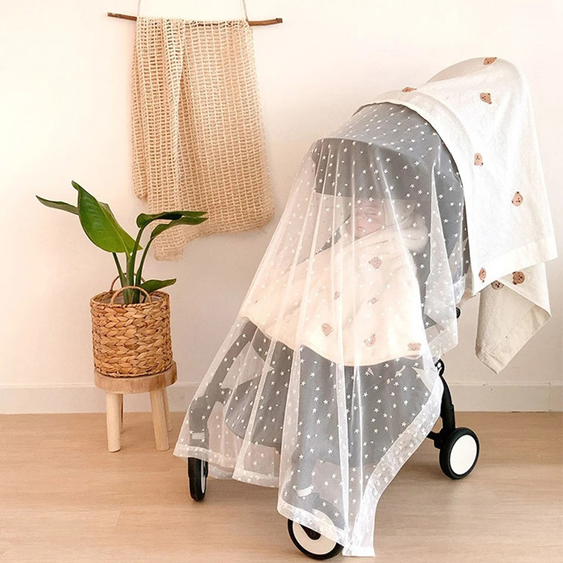 Stroller Parts Accessories Korean Style Baby Mosquito Net Mesh Fly Insect Shield Protection Summer Sunscreen Carriage Cover Crib Netting Accessory 230