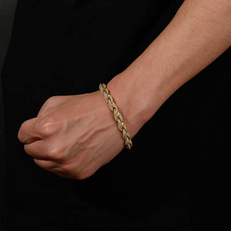 Spring Buckle Zirconium Twist Chain Necklace Hip Hop Fashion Mens Accessories Versatile Bracelet Iced Out 14k real Gold Australia Gemstone Wolf Tide j