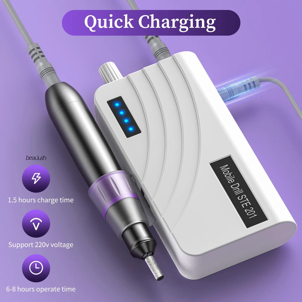 Nail Manicure Set Beaulush 35000RPM Nail Drill Machine Rechargeable Electric Nail Sander For Gel Removing Professional Manicure Machine Equipment 2311