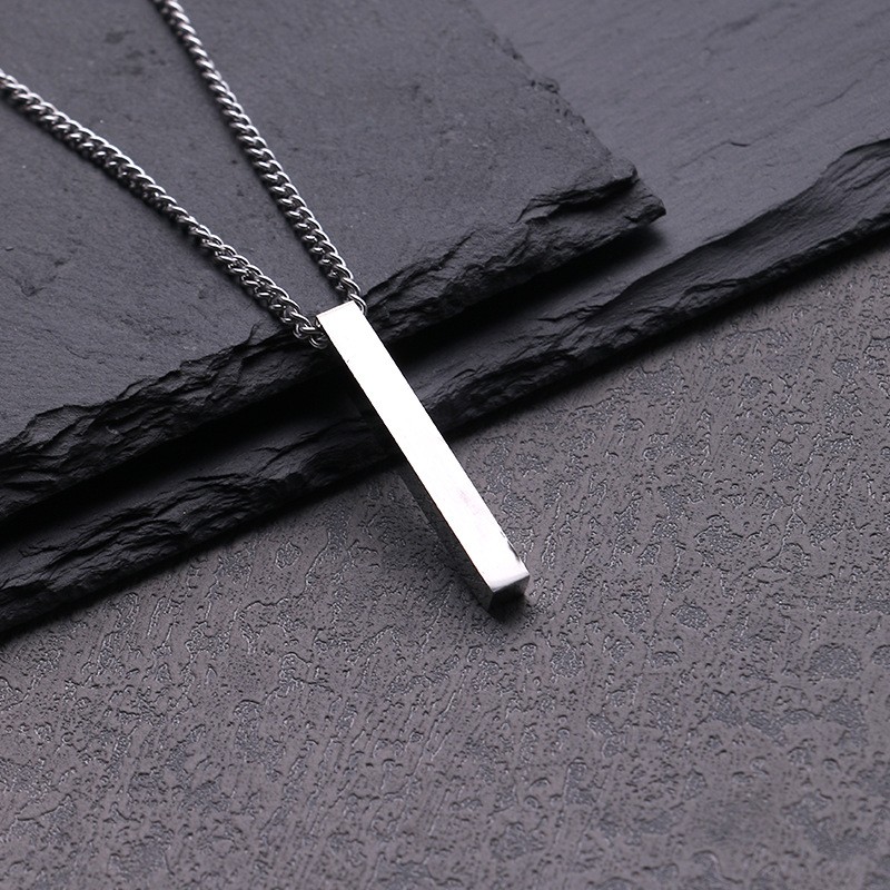 5pcs Lot Bar Charms Hypoallergenic Stainless Steel Pendants Charms Necklace Smooth Metal DIY Jewelry Findings Making 5*38mm With Chain 2mm 28inch