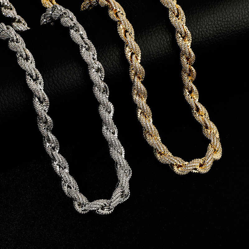 Spring Buckle Zirconium Twist Chain Necklace Hip Hop Fashion Mens Accessories Versatile Bracelet Iced Out 14k real Gold Australia Gemstone Wolf Tide j