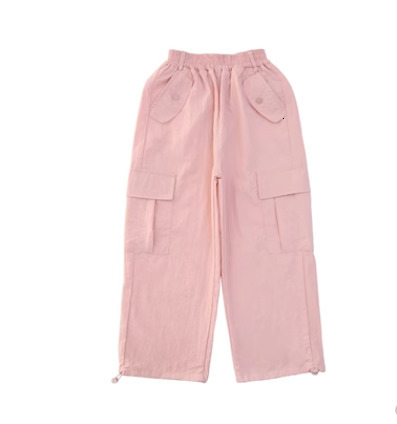 Pants For Girls Pockets Cargo Solid Color Kids Casual Style Clothes 6 8 10 12 14 210527