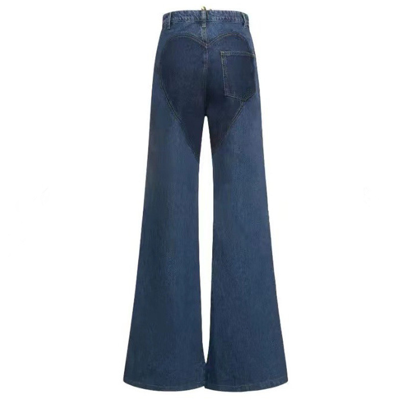 Women's Jeans High Street Cutout Hollow Out Criss Cross Straight Flare Women Denim Pants 2023 INS Fashion Wide Leg Trousers 230422