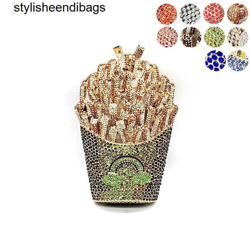 stylisheendibags Shoulder Bags Newest Bridal wedding party purses women evening party special bag diamonds French fry fries rainbow clutches crystal p