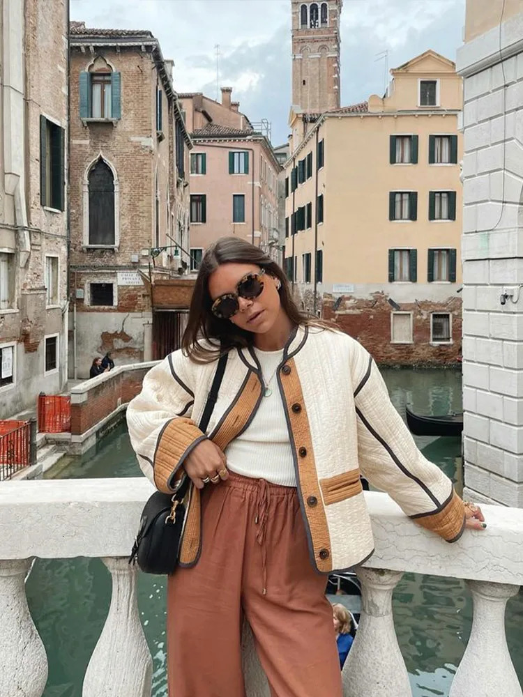 Womens Jackets Elegant Patchwork Cardigan Coat Women Casual Singlebreasted Pocket Loose Long Sleeve Jacket Female Fall Winter Short Coats 231123