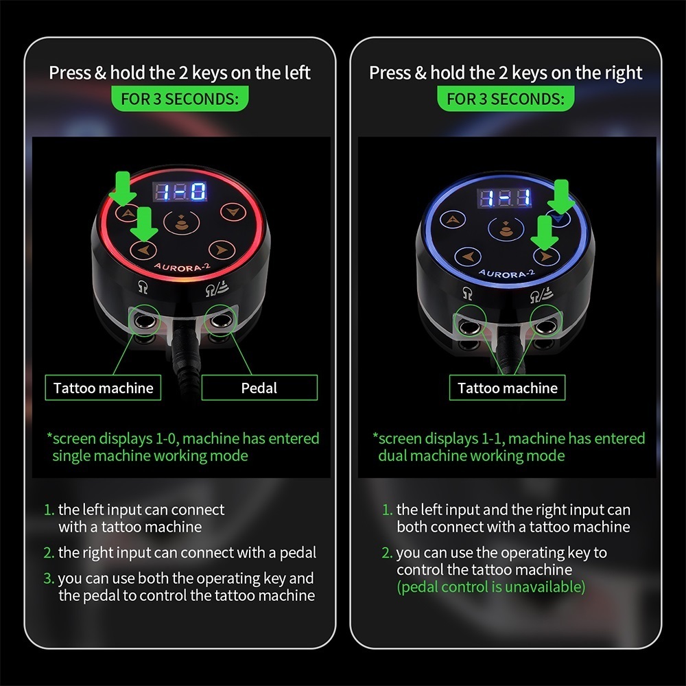 Permanent Makeup Power Tattoo Pen Dual Input Supply Controller Digital LCD Touch Screen Battery Connector For Rotary Coil Machine 230422