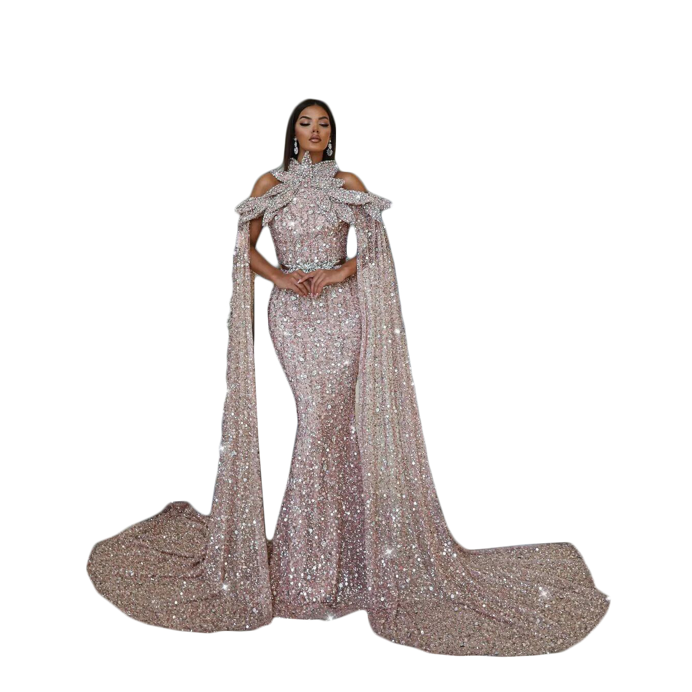 Formal Occasion Evening Dresses Unique Design Beading Crystal Prom Dress Custom Made Mermaid Party Gowns