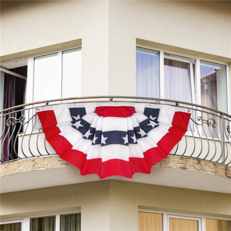 USA Patriotic Pleated Fan Flag Stars and Stripes Flag Bunting for Memorial Day The 4th of July Home Yard Decoration