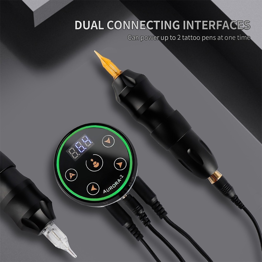 Permanent Makeup Power Tattoo Pen Dual Input Supply Controller Digital LCD Touch Screen Battery Connector For Rotary Coil Machine 230422