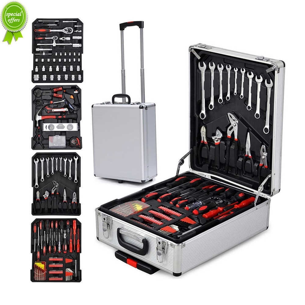 New New 2023 Mechanical Tool Kit Hand Tool Combination Set Aluminum Trolley Case Tool Storage Box wall plate