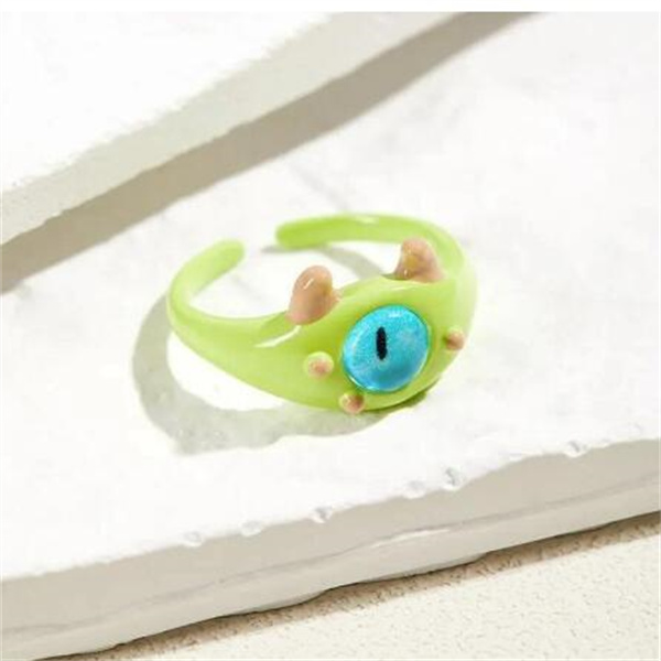 Cute Green Monster Rings Women Fashion Sweet Two Color Cat Eyes Open Couple Ring Wedding Finger Accessories Jewelry GC2063