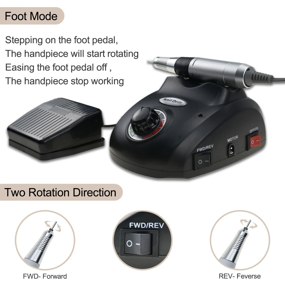 Nail Manicure Set Professional Electric Manicure Machine Nail Drill 20W 35000RPM Milling Cutters Nail Art Nail File With Cutter Nail Kits Tool 231123